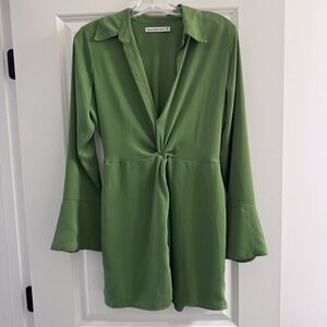 Abercrombie & Fitch Lime Green Twist Button Up Minimalist Dress Size Small